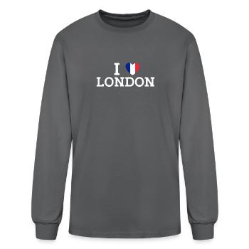 I Love London France Flag Cool Paris Heart Love - Men's Long Sleeve T-Shirt - charcoal - Front
