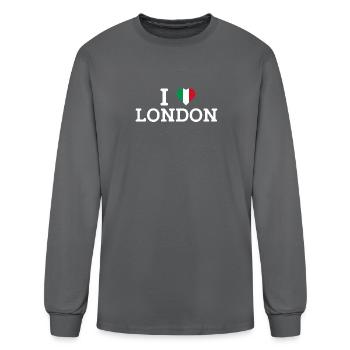 I Love London Italy Cool Heart Flag Paris France - Men's Long Sleeve T-Shirt - charcoal - Front