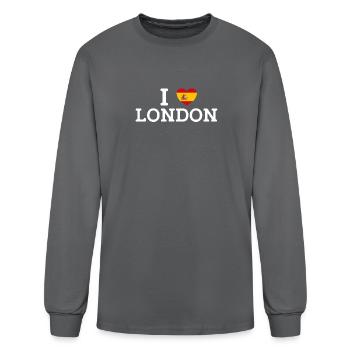 I Love London Madrid Spain Flag Hear Cool Paris - Men's Long Sleeve T-Shirt - charcoal - Front
