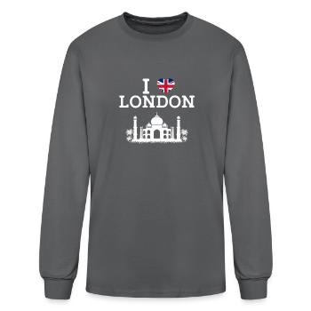 I Love London Taj Mahal Cool Paris France Flag - Men's Long Sleeve T-Shirt - charcoal - Front