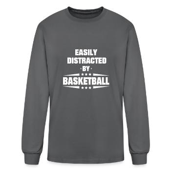Easily Distracted By Basketball - Men's Long Sleeve T-Shirt - charcoal - Front