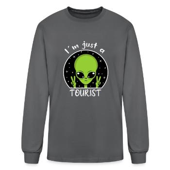 I Am Just A Tourist - Men's Long Sleeve T-Shirt - charcoal - Front
