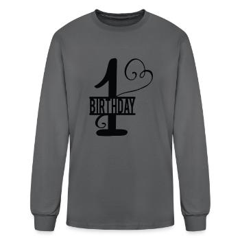 1st birthday - Men's Long Sleeve T-Shirt - charcoal - Front
