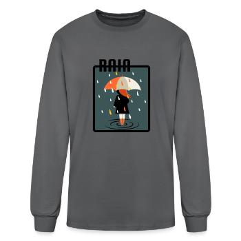 A girl in the rain, not sad...1 - Men's Long Sleeve T-Shirt - charcoal - Front