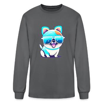 Sunny Turquoise Puppy - Men's Long Sleeve T-Shirt - charcoal - Front