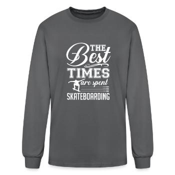 Skater Skateboard Sk8 Sk8ing Skate Longboard - Men's Long Sleeve T-Shirt - charcoal - Front