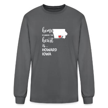 Howard County Iowa Is Where My Heart Is Gift - Men's Long Sleeve T-Shirt - charcoal - Front