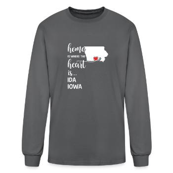 Ida County Iowa Is Where My Heart Is Gift - Men's Long Sleeve T-Shirt - charcoal - Front