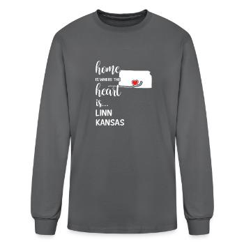 Linn County Kansas Is Where My Heart Is Gift - Men's Long Sleeve T-Shirt - charcoal - Front