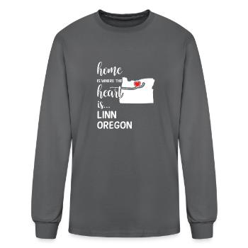 Linn County Oregon Is Where My Heart Is Gift - Men's Long Sleeve T-Shirt - charcoal - Front