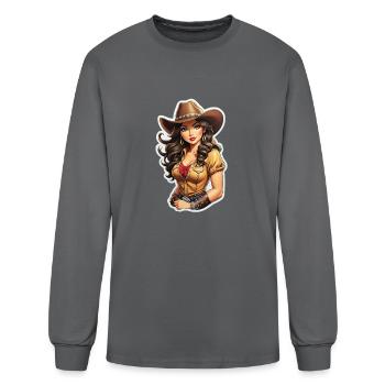 Cowgirl Sticker - Men's Long Sleeve T-Shirt - charcoal - Front