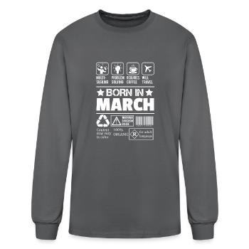 Born In March - Men's Long Sleeve T-Shirt - charcoal - Front