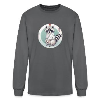 Raccoon with bandage t-shirt for men and women - Men's Long Sleeve T-Shirt - charcoal - Front
