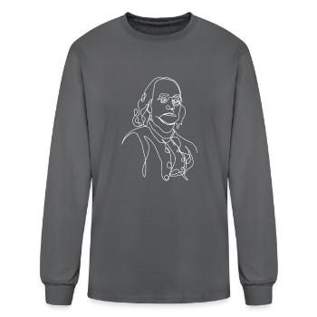 Benjamin Franklin One Line Drawing - Men's Long Sleeve T-Shirt - charcoal - Front