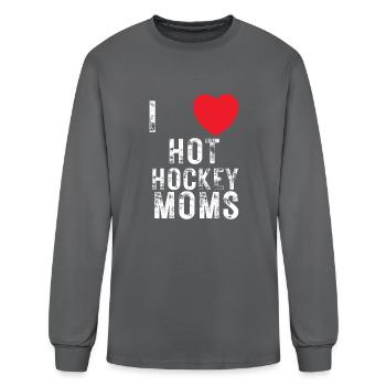 J’aime les mamans de hockey chaud - Drôle - T-shirt à manches longues Homme - gris - Devant