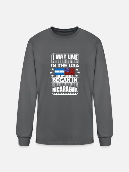 I May Live In The Usa But My Story Began In - Men's Long Sleeve T-Shirt - charcoal