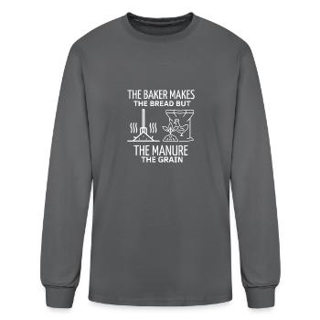 THE BAKER MAKES THE BREAD BUT THE MANURE THE GRAIN - Men's Long Sleeve T-Shirt - charcoal - Front