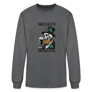 Skully's Irish Pub Skull St. Patrick's Day 2025 Sh - Men's Long Sleeve T-Shirt - charcoal - Front