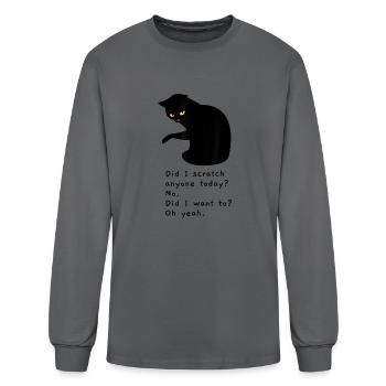 Funny Sarcastic Cat Scratched Scratch - Men's Long Sleeve T-Shirt - charcoal - Front