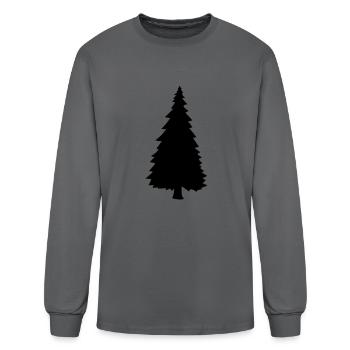black silhouette christmas tree christmas nicholas - Men's Long Sleeve T-Shirt - charcoal - Front