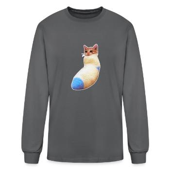 sadcat sock meme funny - Men's Long Sleeve T-Shirt - charcoal - Front