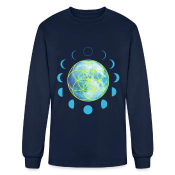 Seed of Life Moon - Men's Long Sleeve T-Shirt - navy - Front