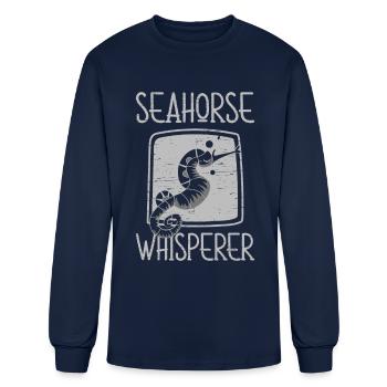 Sea Horse Whisperer Underwater Fish Aquarium - Men's Long Sleeve T-Shirt - navy - Front