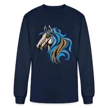 Horse Horse Head Elegant Anime Style - Men's Long Sleeve T-Shirt - navy - Front