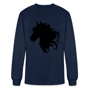 Horse Horse Head Elegant Anime Style - Men's Long Sleeve T-Shirt - navy - Front