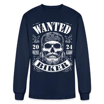 Wanted Biker - Men's Long Sleeve T-Shirt - navy - Front