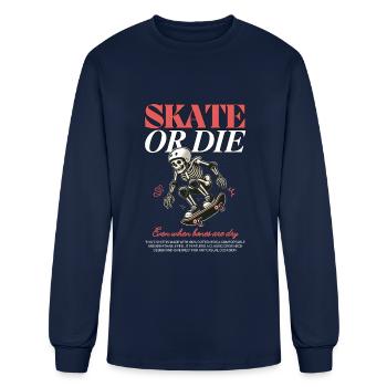 SkeleSkate Bones & Boards (skate or die even when) - Men's Long Sleeve T-Shirt - navy - Front