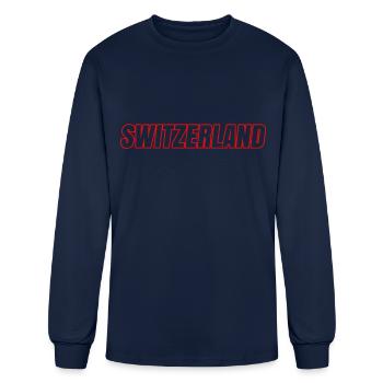 Suisse Suisse Swiss Gift Alps Mountains Flag - T-shirt à manches longues Homme - marine - Devant