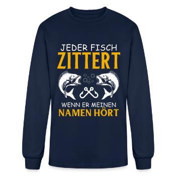 Cadeau de pêche Pêcheur Pêcheur Pêcheur Petri Heil Rod - T-shirt à manches longues Homme - marine - Devant