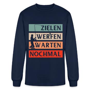Cadeau de pêche Pêcheur Pêcheur Petri Heil Rod - T-shirt à manches longues Homme - marine - Devant
