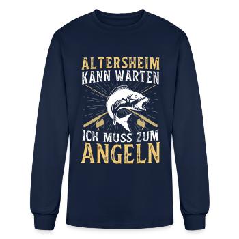 Cadeau de pêche Pêcheur Pêcheur Petri Heil Rod - T-shirt à manches longues Homme - marine - Devant