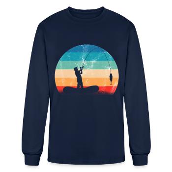 Cadeau de pêche Pêcheur Pêcheur Petri Heil Rod - T-shirt à manches longues Homme - marine - Devant