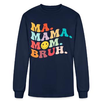 Ma Mama Mom Bruh Funny Mothers Day Vintage Groovy - Men's Long Sleeve T-Shirt - navy - Front