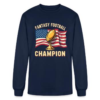 FANTASY FOOTBALL CHAMPION AMERICAN FLAG TROPHY - Men's Long Sleeve T-Shirt - navy - Front