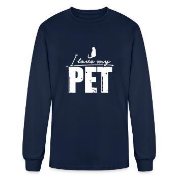 Cat Pet Pets Animals Dog - Men's Long Sleeve T-Shirt - navy - Front