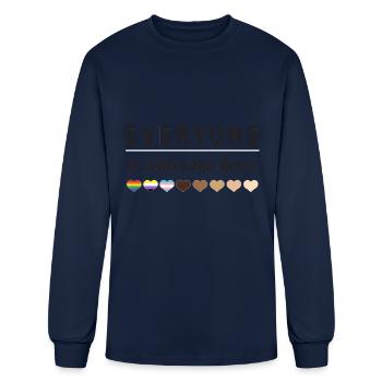 Tout le monde est le bienvenu ici Tous sont les bienvenus ici - T-shirt à manches longues Homme - marine - Devant