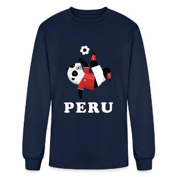 Peru Soccer Panda - Men's Long Sleeve T-Shirt - navy - Front