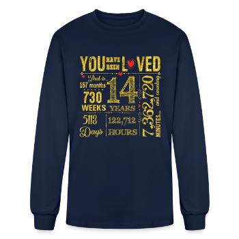 14 Years Old Gold 14th Birthday - Men's Long Sleeve T-Shirt - navy - Front