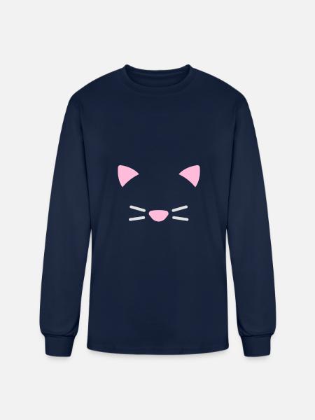 Cute Cat Face - Men's Long Sleeve T-Shirt - navy