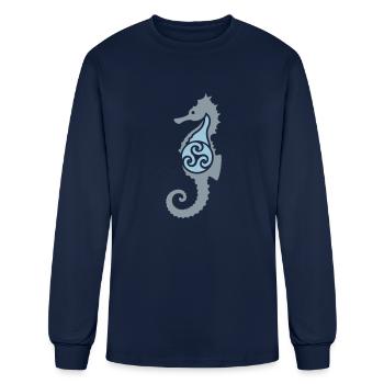 wee sea horse - Men's Long Sleeve T-Shirt - navy - Front