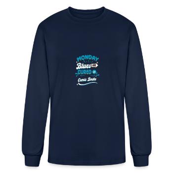 Monday Blues Are Cured By Comic Books - Men's Long Sleeve T-Shirt - navy - Front