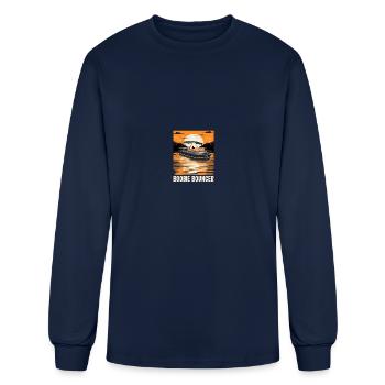 Boobie Bouncer Funny Motorboating Quote Pontoon - Men's Long Sleeve T-Shirt - navy - Front