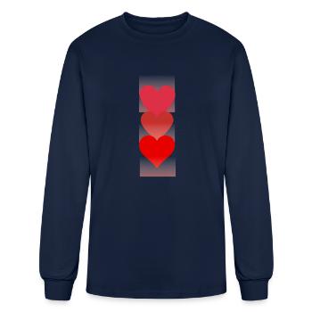 Triple Hearts Love - Men's Long Sleeve T-Shirt - navy - Front