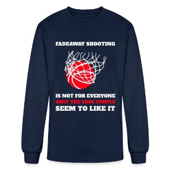 Fadeaway Jump Shot Swoosh Basketball Hoop Net - Men's Long Sleeve T-Shirt - navy - Front