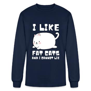 Fat Cat Obesity - Men's Long Sleeve T-Shirt - navy - Front