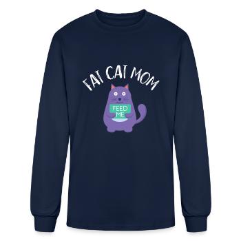 Fat Cat Obesity - Men's Long Sleeve T-Shirt - navy - Front
